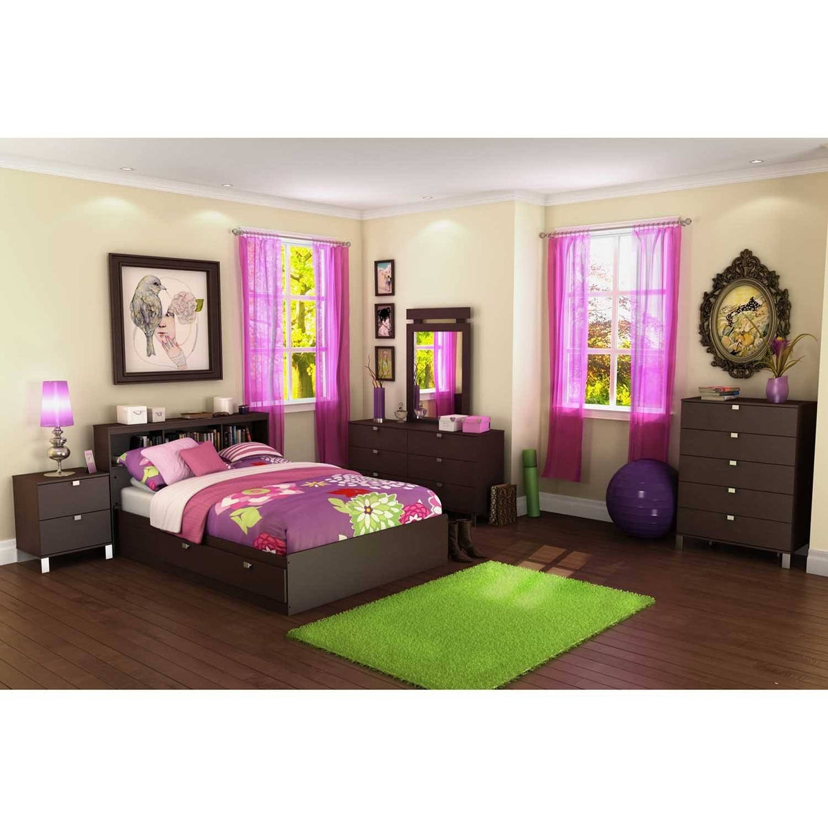 White Full Bookcase Headboard U918144