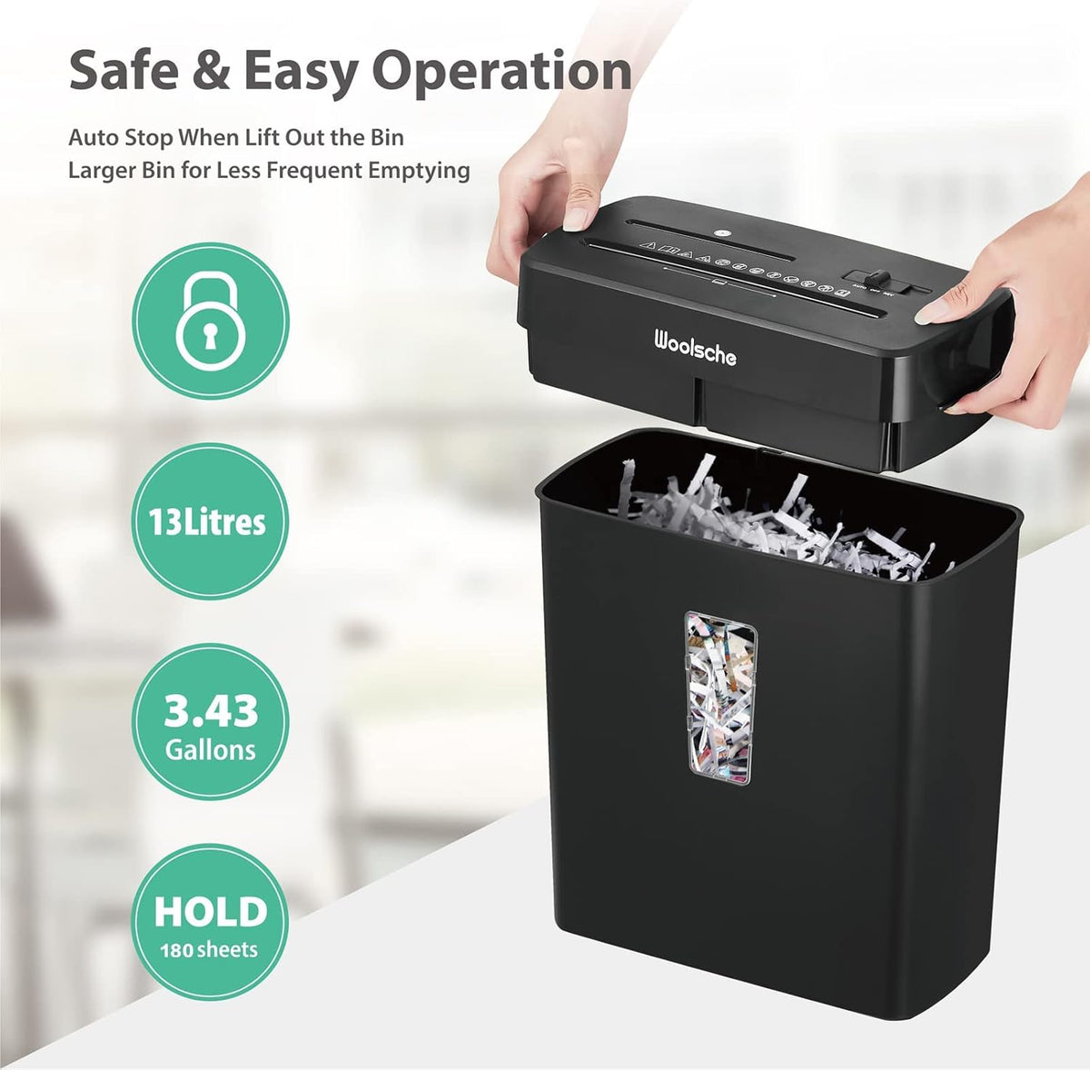 8-Sheet Cross Cut Paper Shredder with 3.43-Gallon Visible Bin, P-4 Security Level M18386