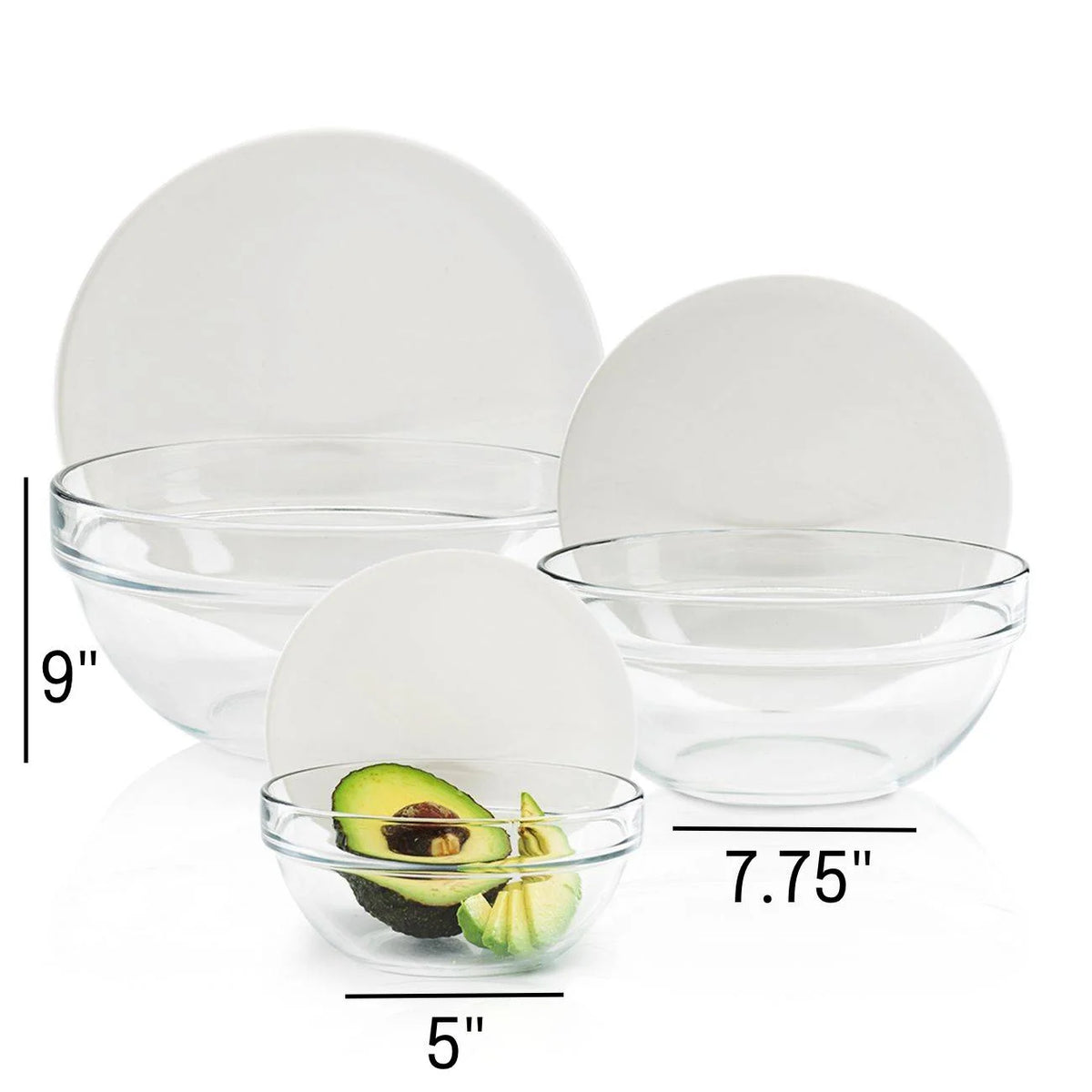 Stackable Bowls Set with White Lids T944724