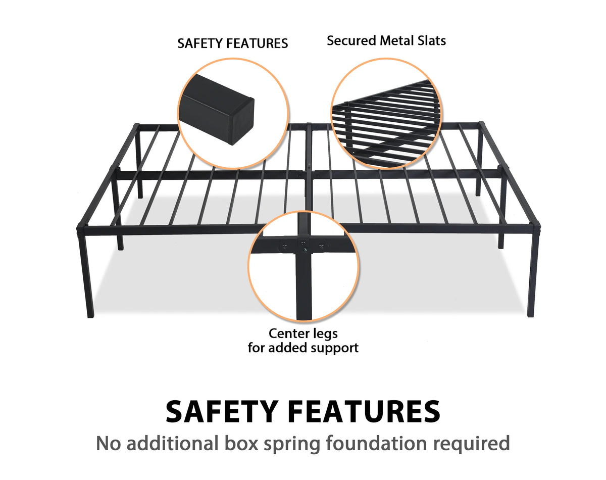 King Size 18 Inch Metal Platform Bed Frame Y43461