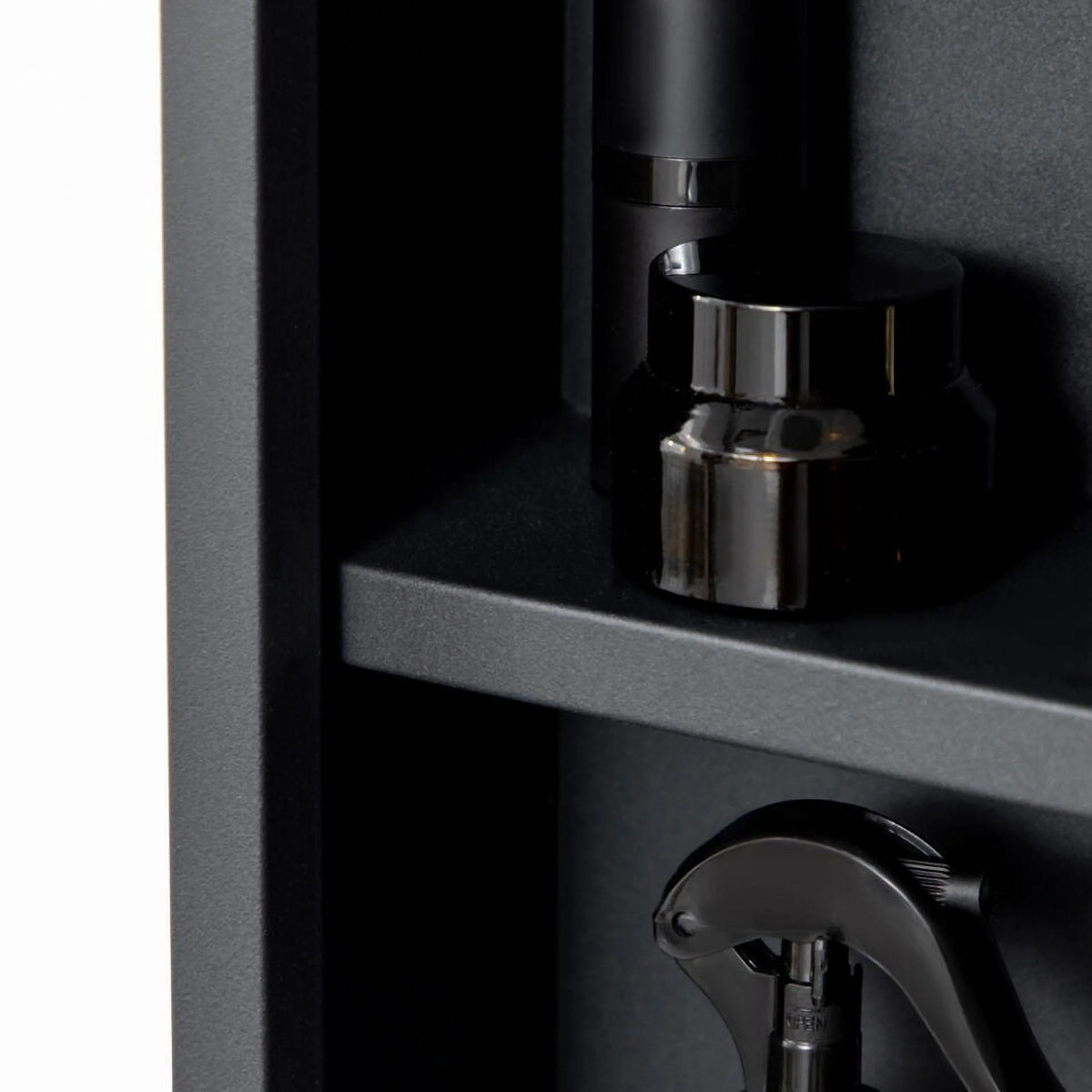 Black Bathroom Mirror with Storage Shelves U8075