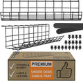 Black Wire Cable Management Tray, Set of 4X 17'', Pack of 2 O726