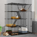 4-Tier Cat Cage Cat Hammock Metal Wire Cat Kennel Cat Playpen I94023