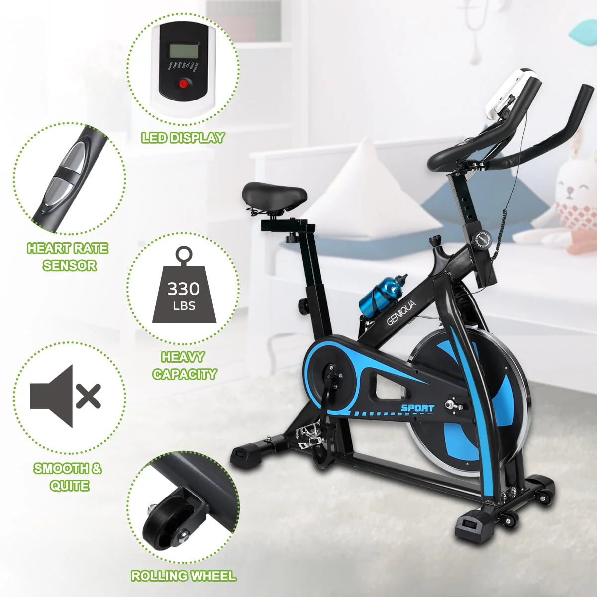 Black Indoor Exercise Bike Stationary Cycling I442