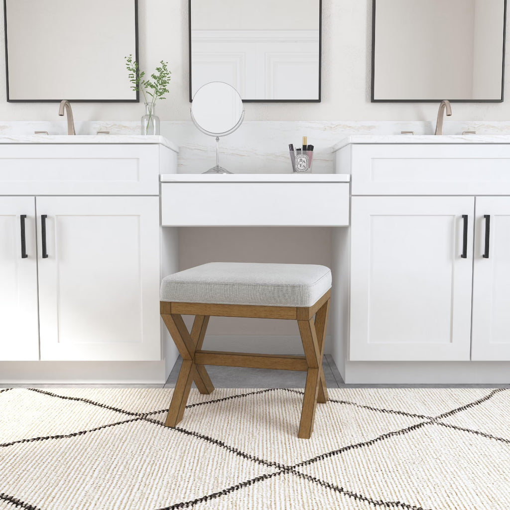 Dark Driftwood Wood Vanity Stool C343