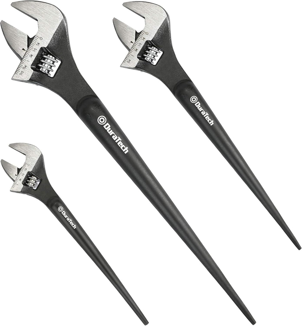 3-Piece Adjustable Construction Spud Wrench Set, 8-inch, 10-inch, 12-inch, Black Oxide Finish, Forged Cr-V U483