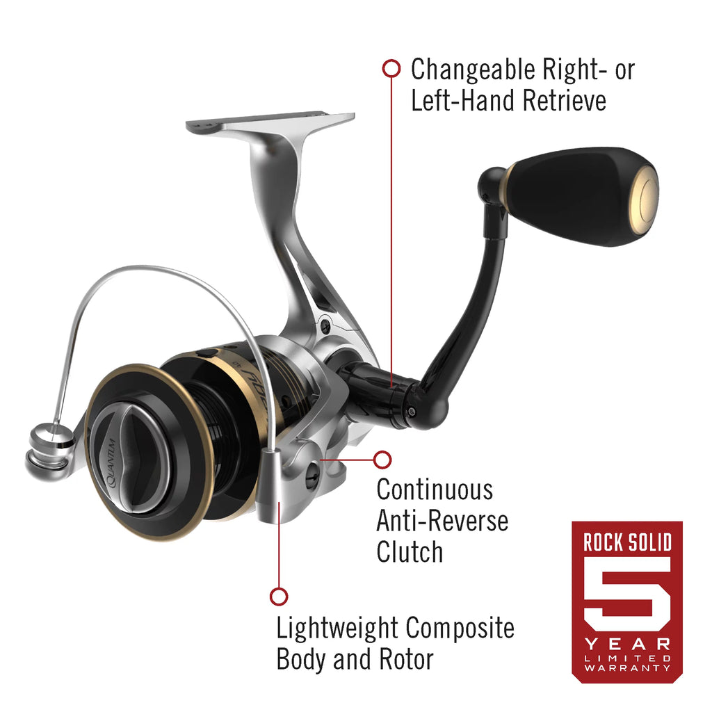 Size 20 Spinning Fishing Reel, 5.2:1 Gear Ratio, Silver/Gold T38501