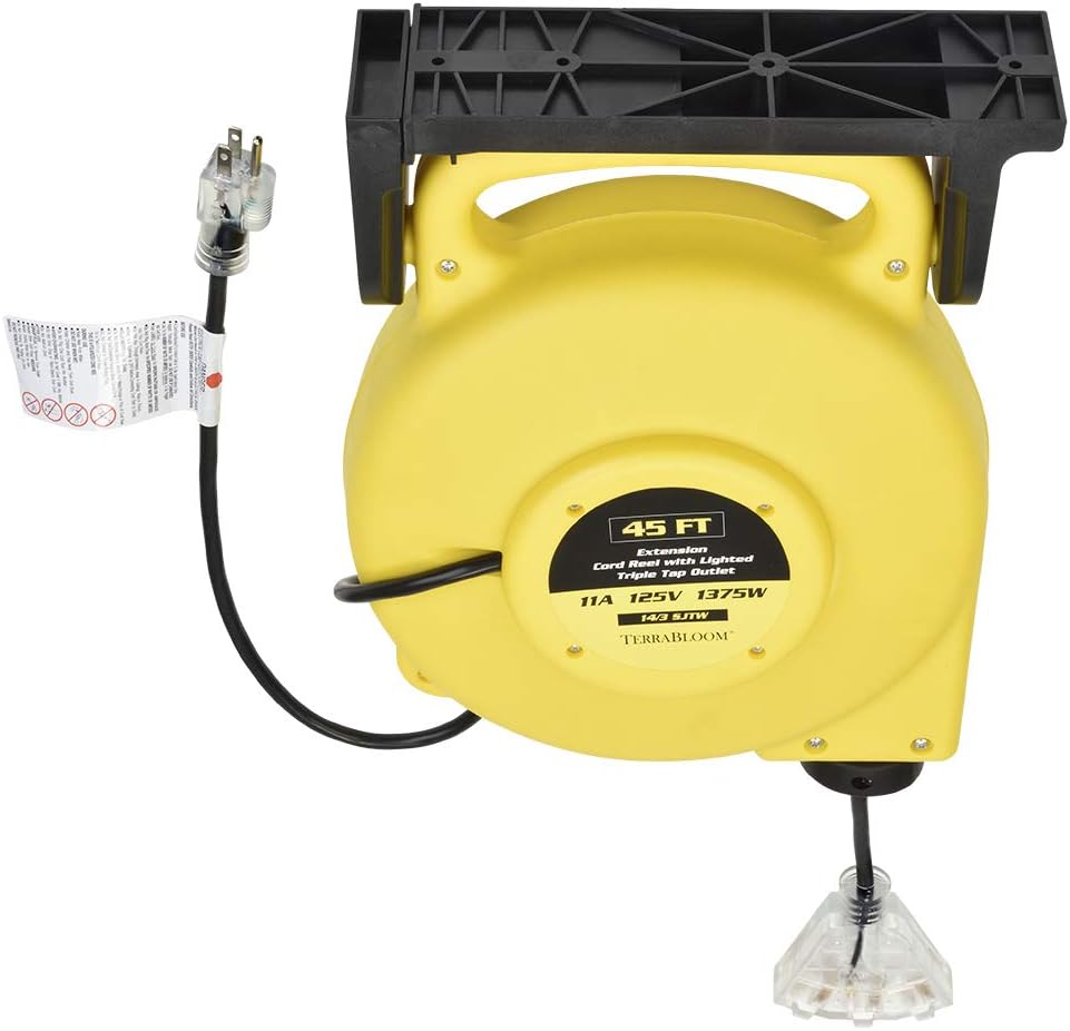 40 Ft 12/3 Retractable Extension Cord Reel with 3 Outlets L99985