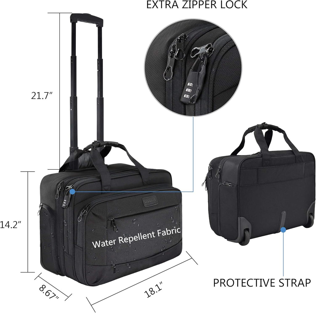 Rolling Laptop Bag Wheeled Briefcase for 17.3 Inch Laptop U79125