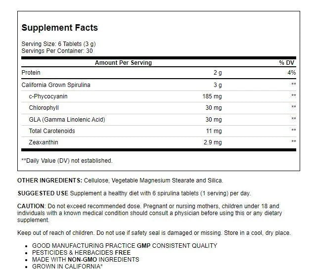 3,000 mg 180 Tabs Spirulina R763128