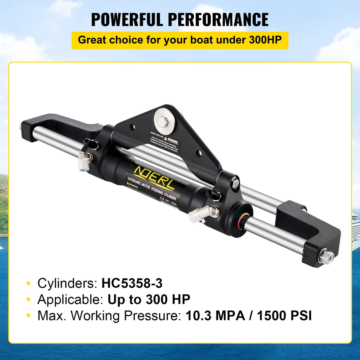 Hydraulic Steering Cylinder 300 HP Front Mount Outboard G840