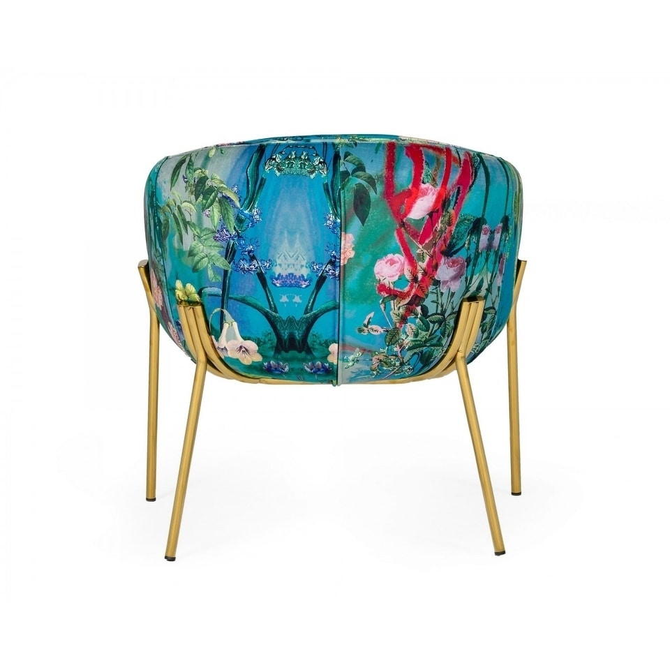 Contemporary Floral Velvet Accent Chair Y7327