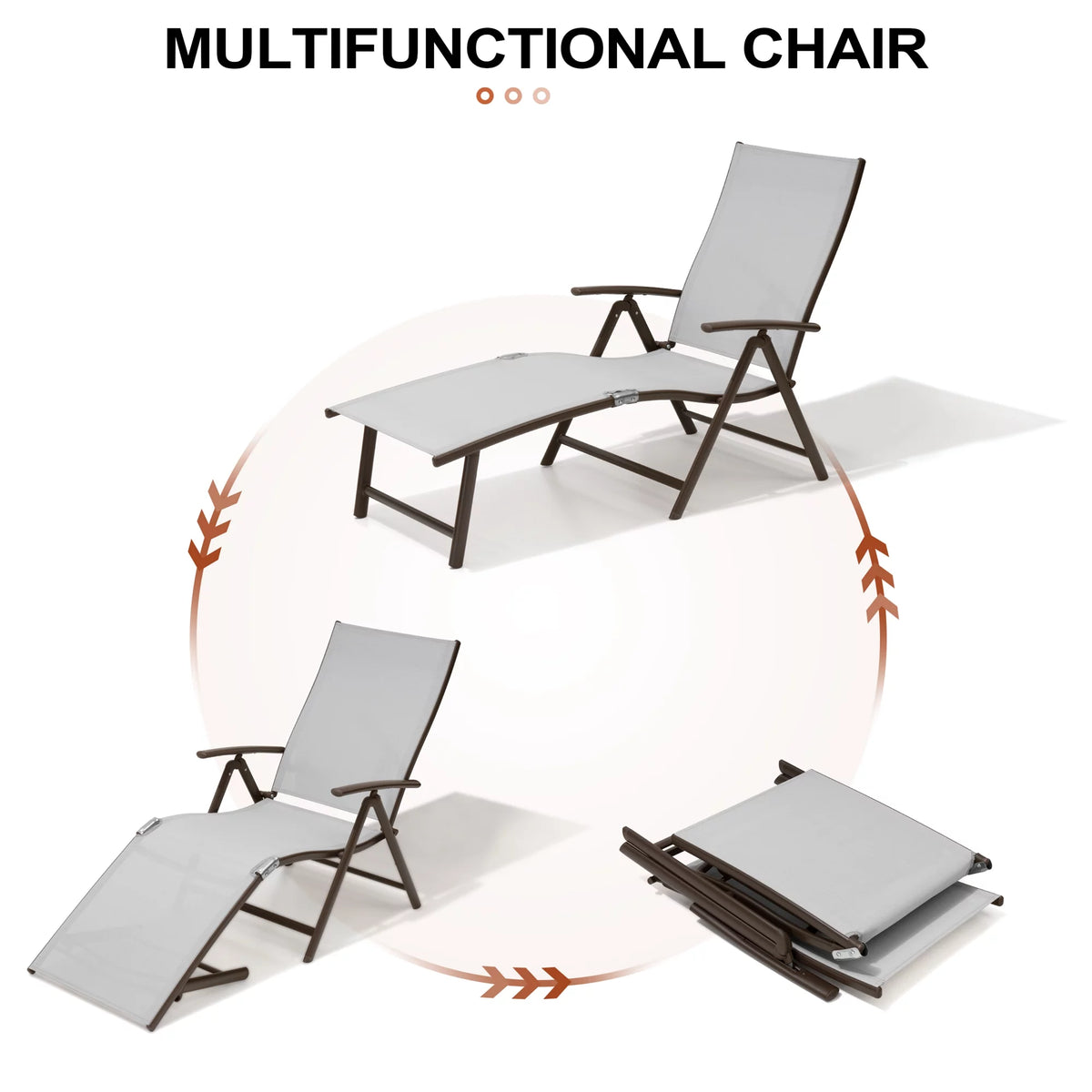 Light Gray Aluminum Outdoor Chaise Lounge I512
