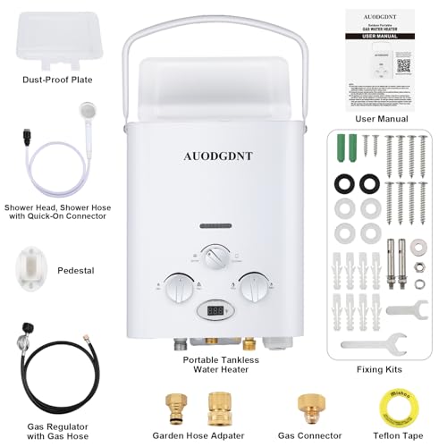 Portable Propane Tankless Water Heater 1.58 GPM with LED Display and 3-Mode Shower Head I335297