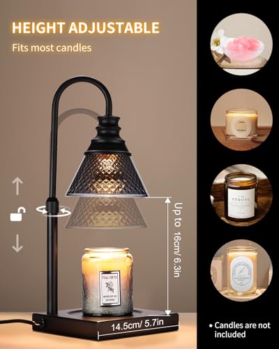 Black Electric Candle Warmer Lamp with Timer Dimmer and 3 Bulbs H9410