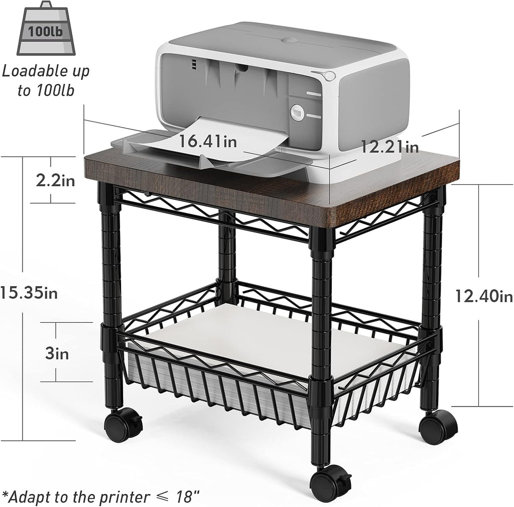 Printer Stand with Storage, Metal, Pack of 2 V9249