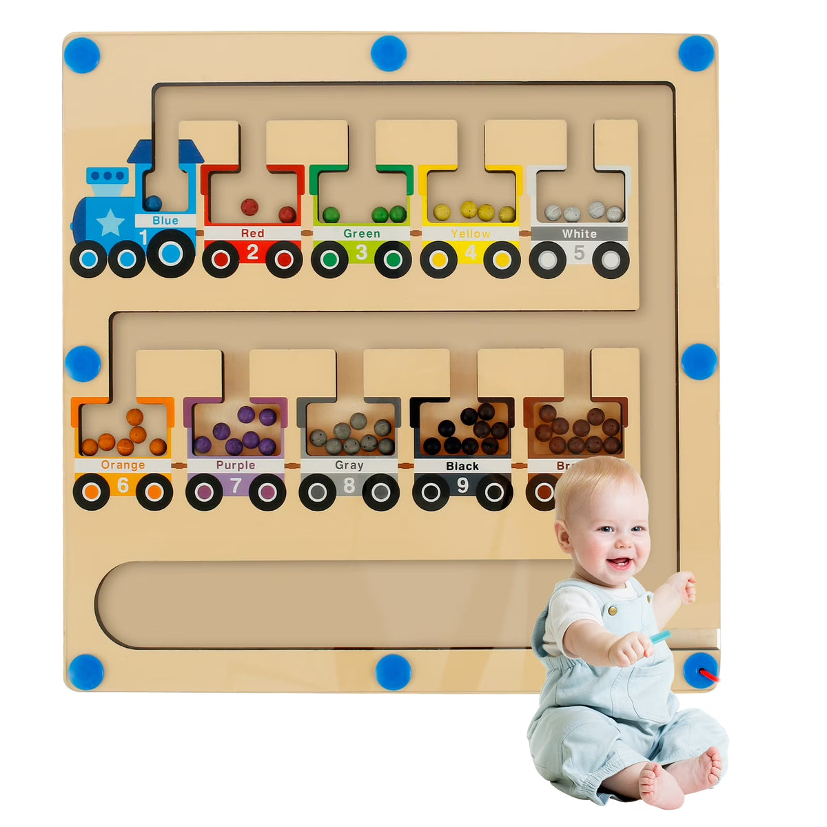 Magnetic Color and Number Maze Wooden Magnet Board Toy Q76244