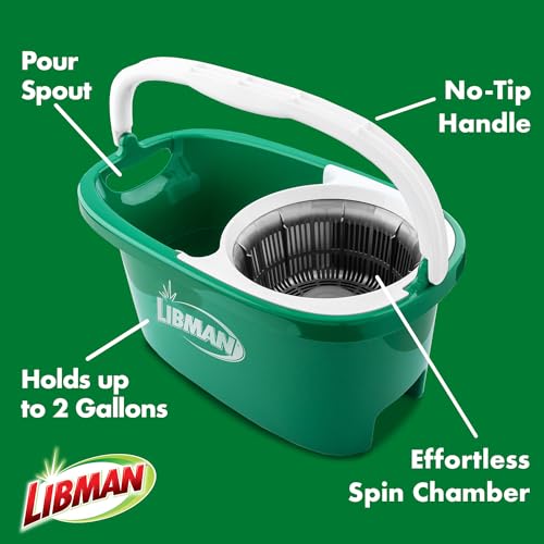 Spin Mop System with Bucket and Wringer, Includes 2 Replacement Heads P542847