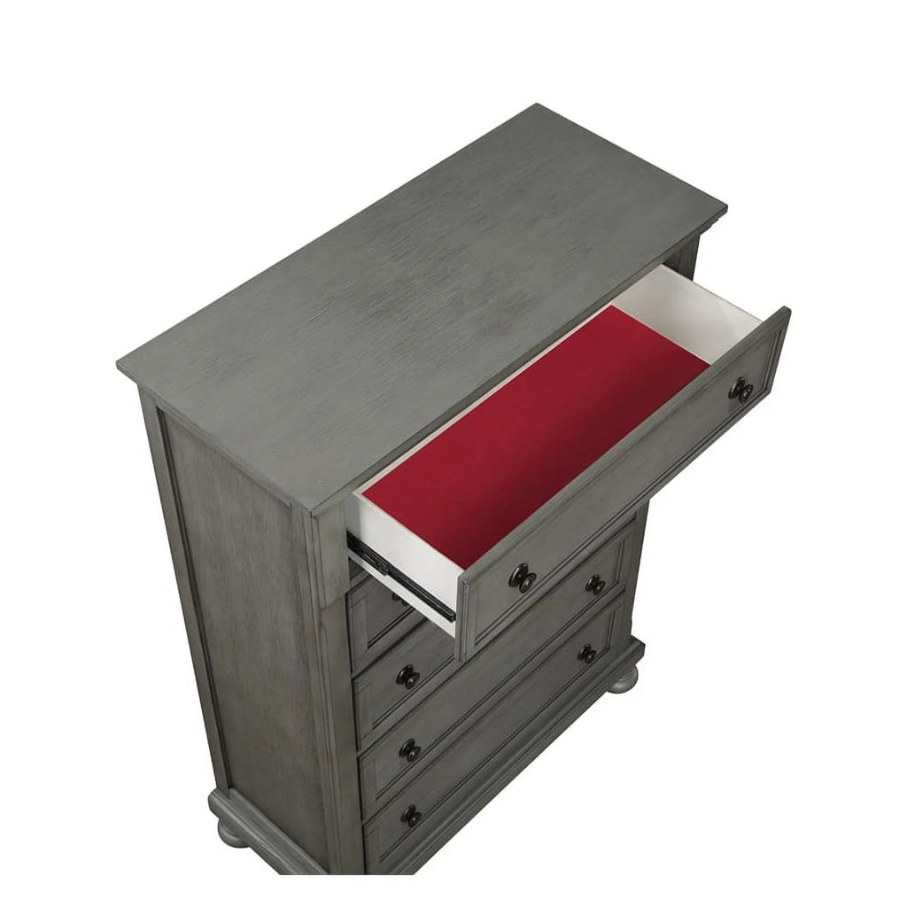 5PC King Bedroom Set with Wood & Rustic Gray Finish A14913