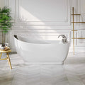 67 Freestanding Oval Acrylic Whirlpool Bathtub with Faucet W90718