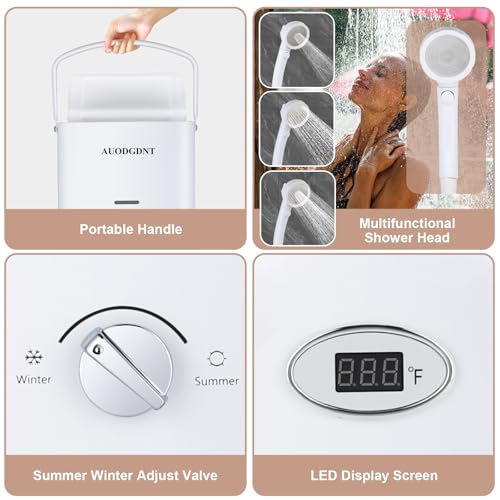 Portable Propane Tankless Water Heater 1.58 GPM with LED Display and 3-Mode Shower Head I335297