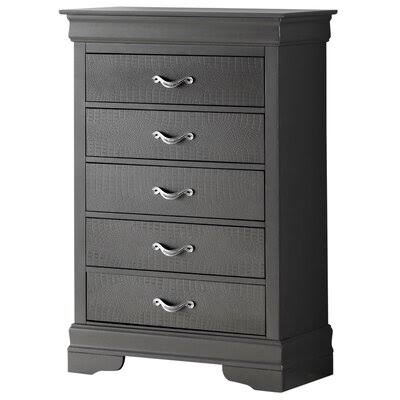 Black Metallic 5 Drawer Accent Chest J800137