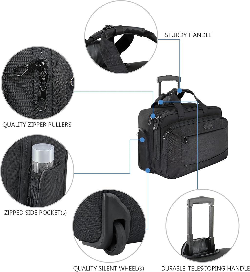 Rolling Laptop Bag Wheeled Briefcase for 17.3 Inch Laptop U79125
