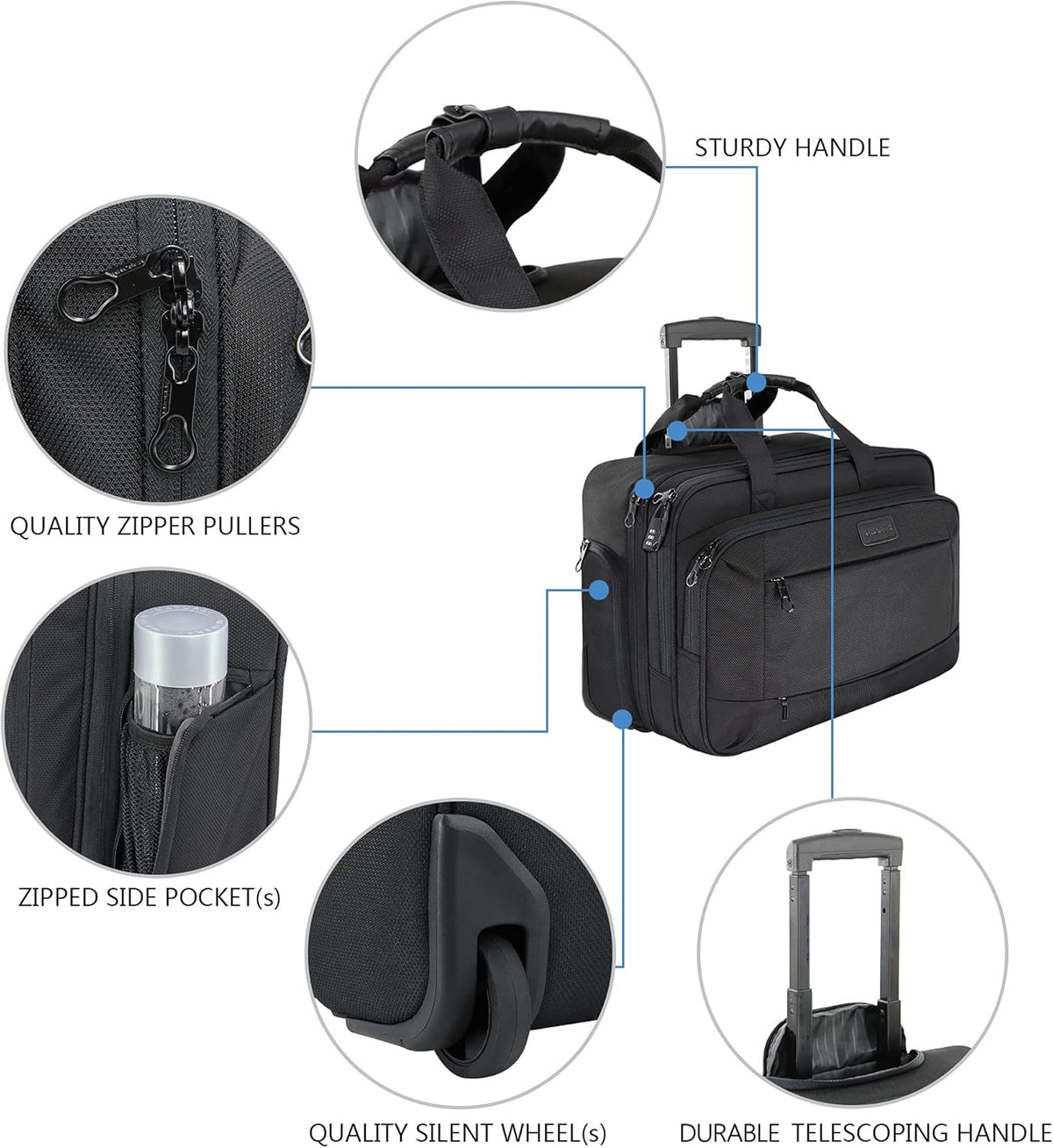 Rolling Laptop Bag Wheeled Briefcase for 17.3 Inch Laptop U79125
