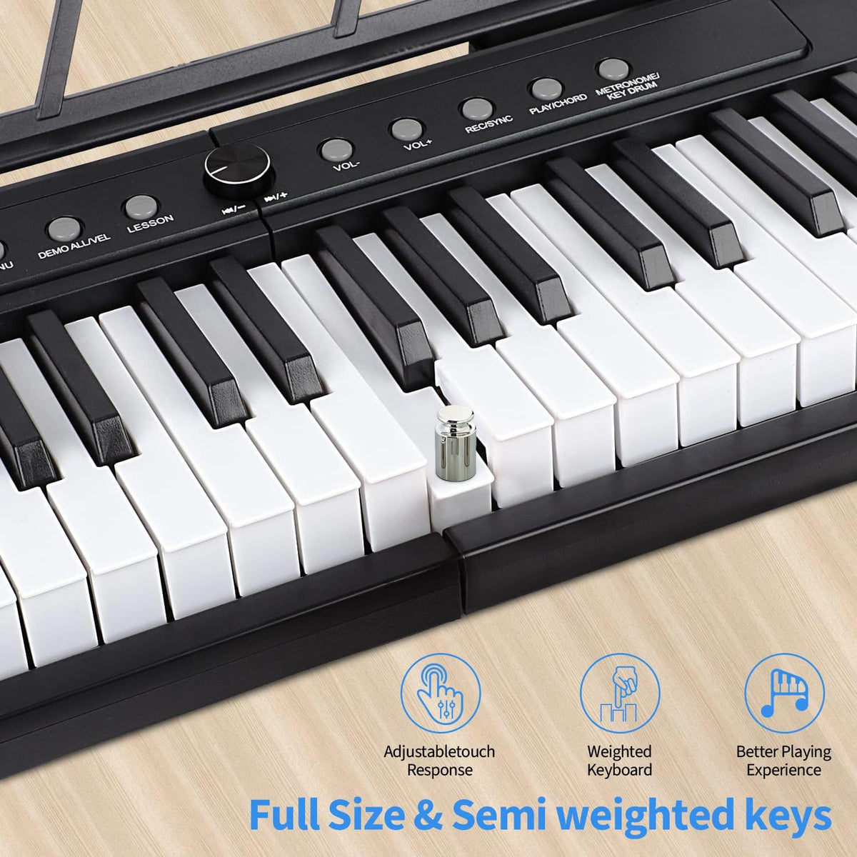 88 Key Semi Weighted Digital Piano with Stand, Sustain Pedal, Headphones, Carrying Case, Power Supply M392464