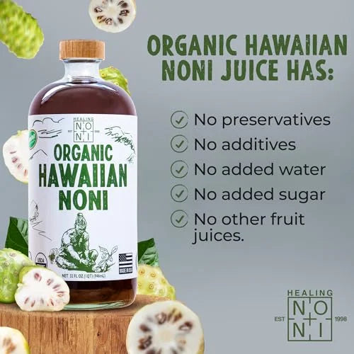 Organic Hawaiian Noni Juice - 1 Pack of 32oz Glass Bottles L533