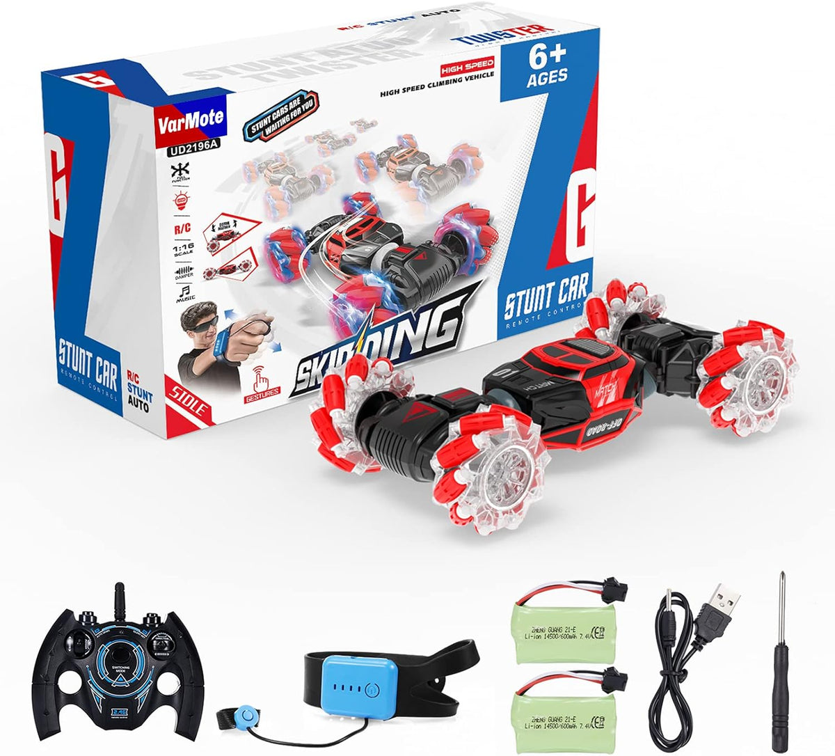 4WD Remote Control Stunt Car with 2 Rechargeable Battery Packs and Lights P797492