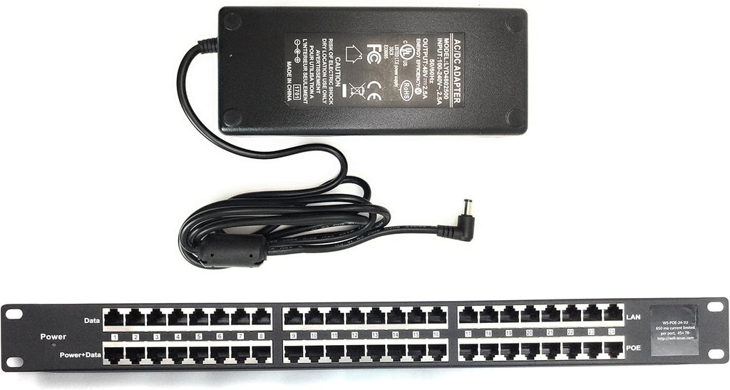 24 Port Passive PoE Injector with 48V 120W Power Supply K60765