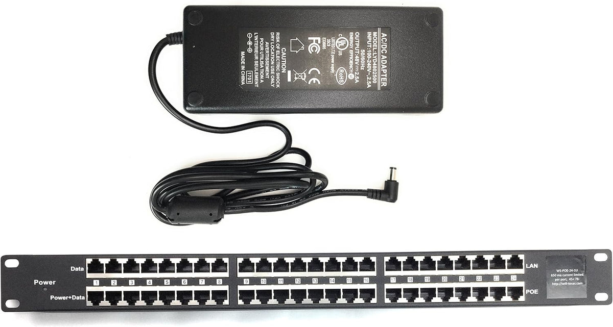 24 Port Passive PoE Injector with 48V 120W Power Supply K60765