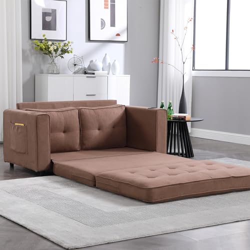 Dark Gray 3-in-1 Convertible Sleeper Sofa Bed with 2 Side Pocket Y99998