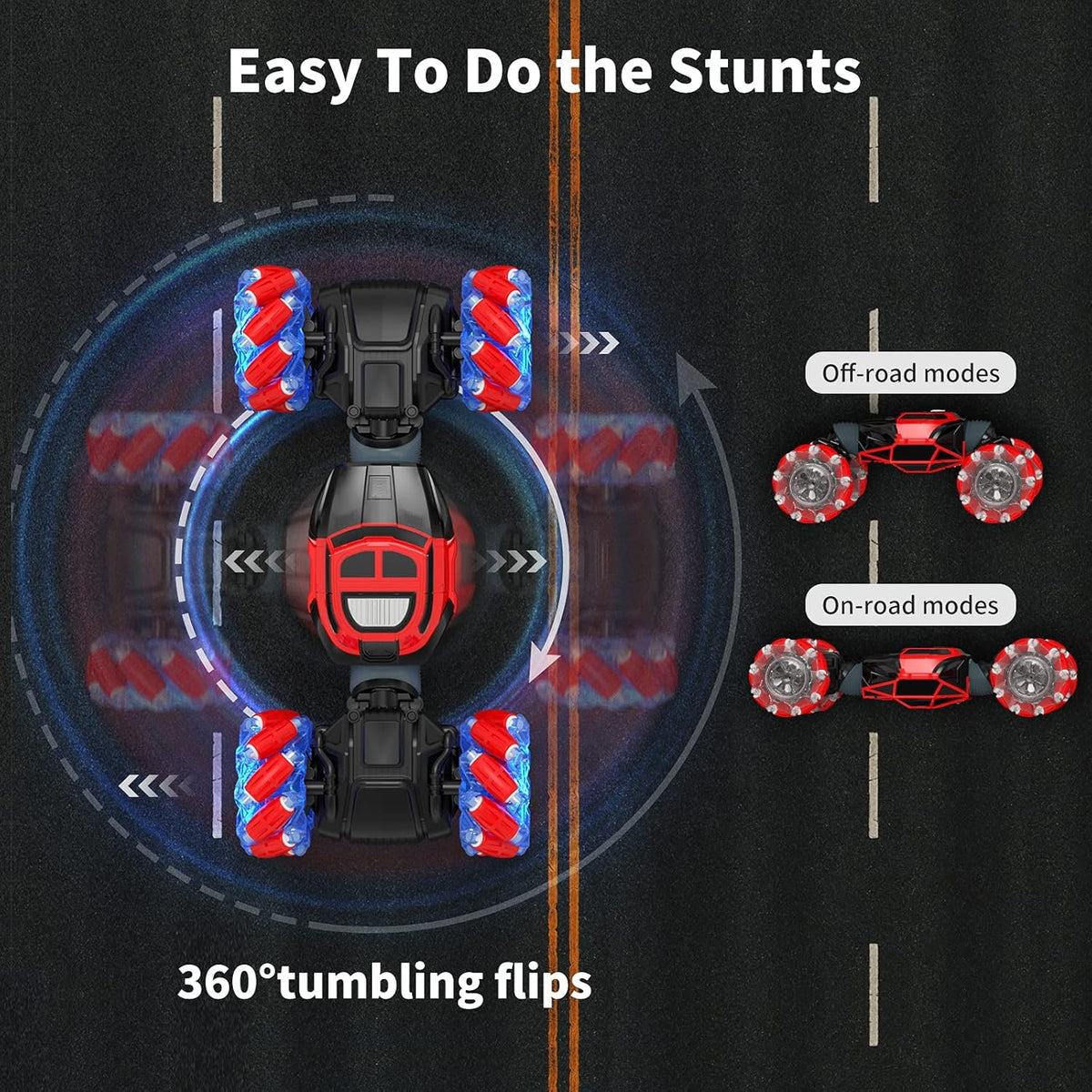 4WD Remote Control Stunt Car with 2 Rechargeable Battery Packs and Lights P797492