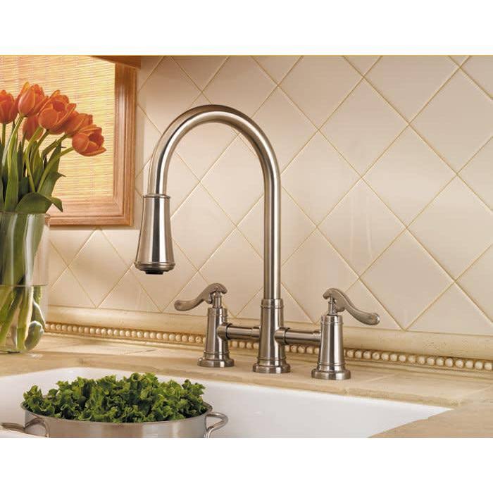 Brushed Nickel 2-Handle Pull-Down Kitchen Faucet J528905