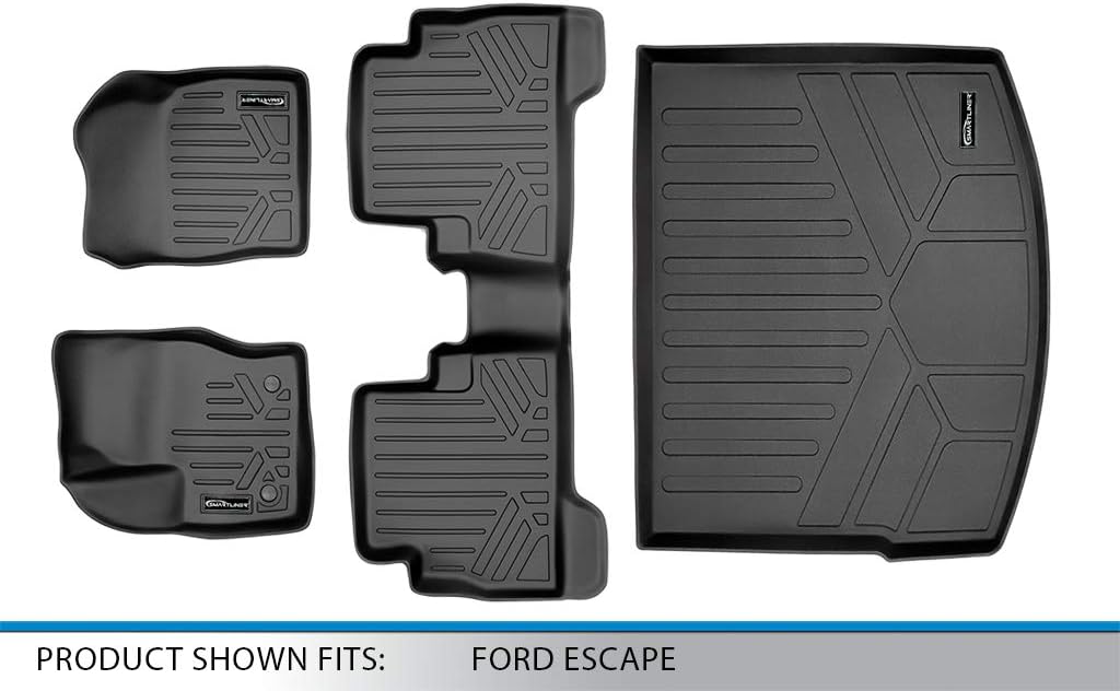 Custom Fit Floor Mats 2 Rows and Cargo Liner Set Black J238