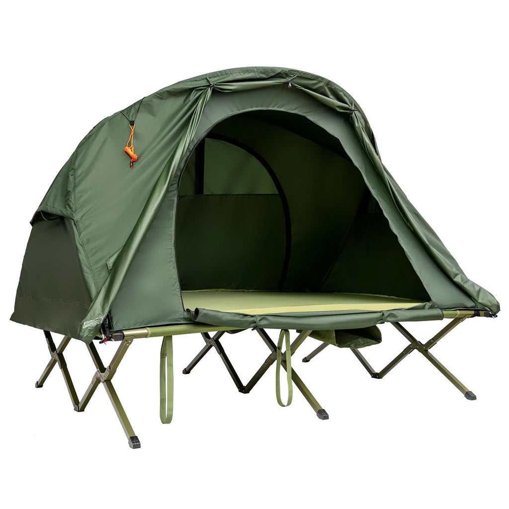 2-Person Elevated Camping Tent Cot with External Cover Green P4963