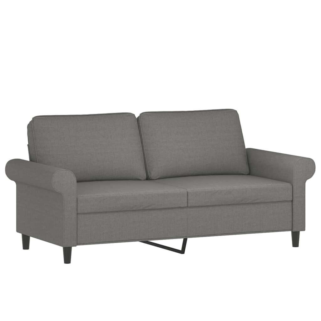 Dark Gray 2-Seater Fabric Sofa with Pillows and Cushions P3192