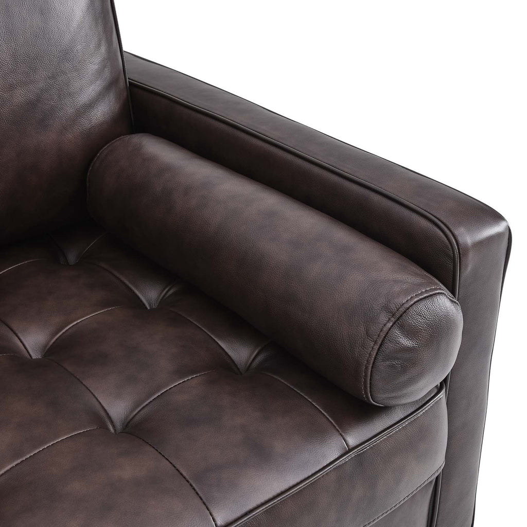 Brown Leather and Dense Foam Armchair W2710