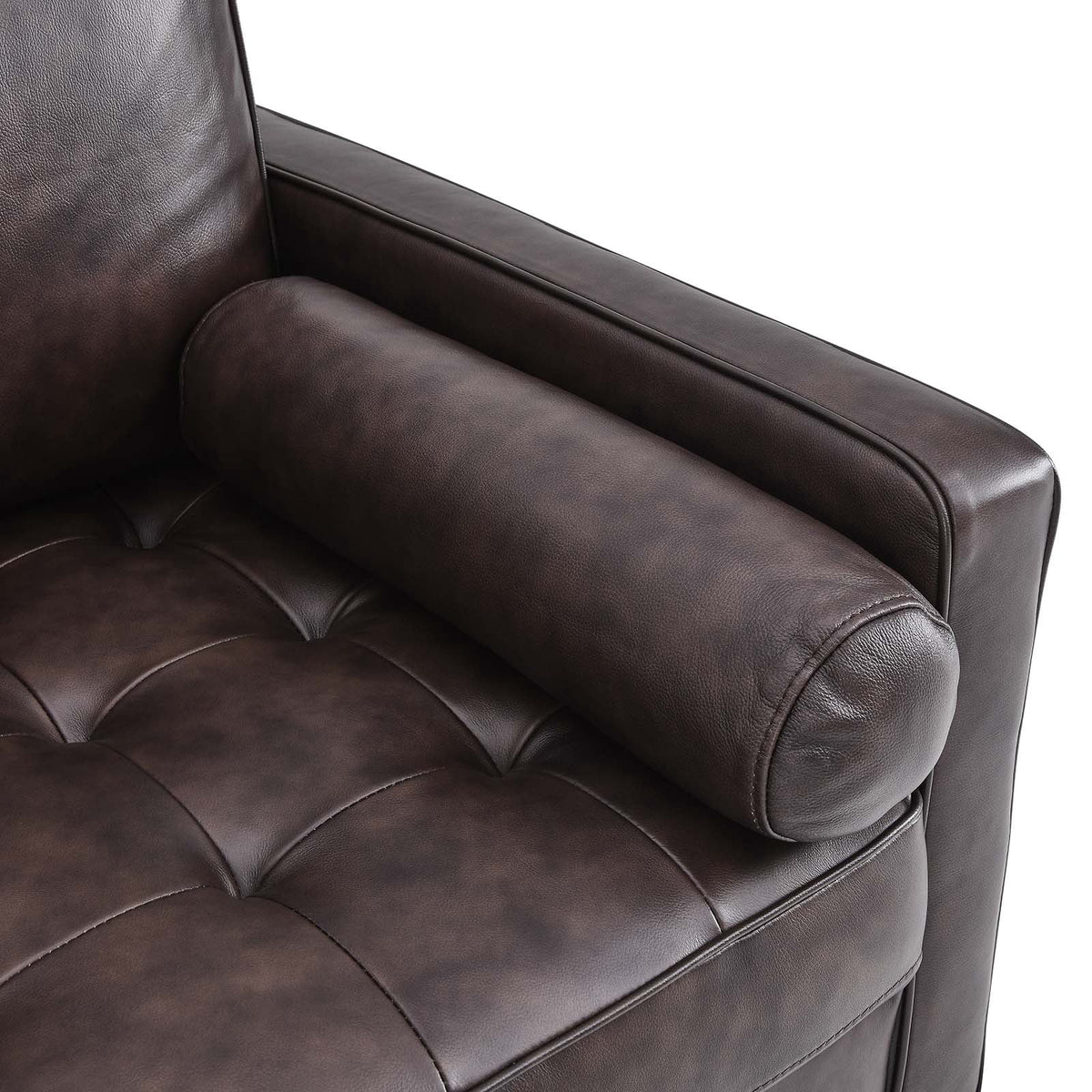 Brown Leather and Dense Foam Armchair W2710