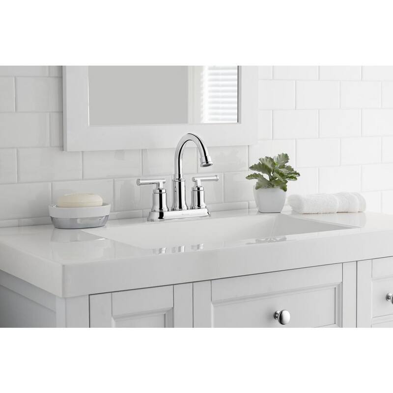 4 in. Centerset Double-Handle High-Arc Bathroom Faucet Polished Chrome 2-Pack L488