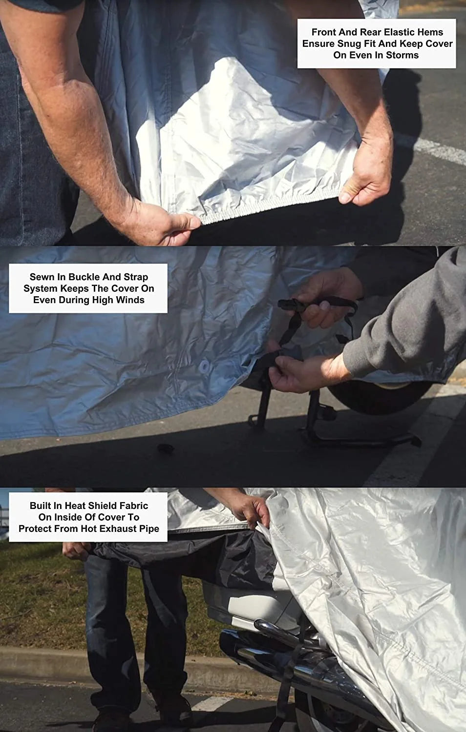 Motorcycle Cover with Reinforced Securing Straps and Storage Bag H968329