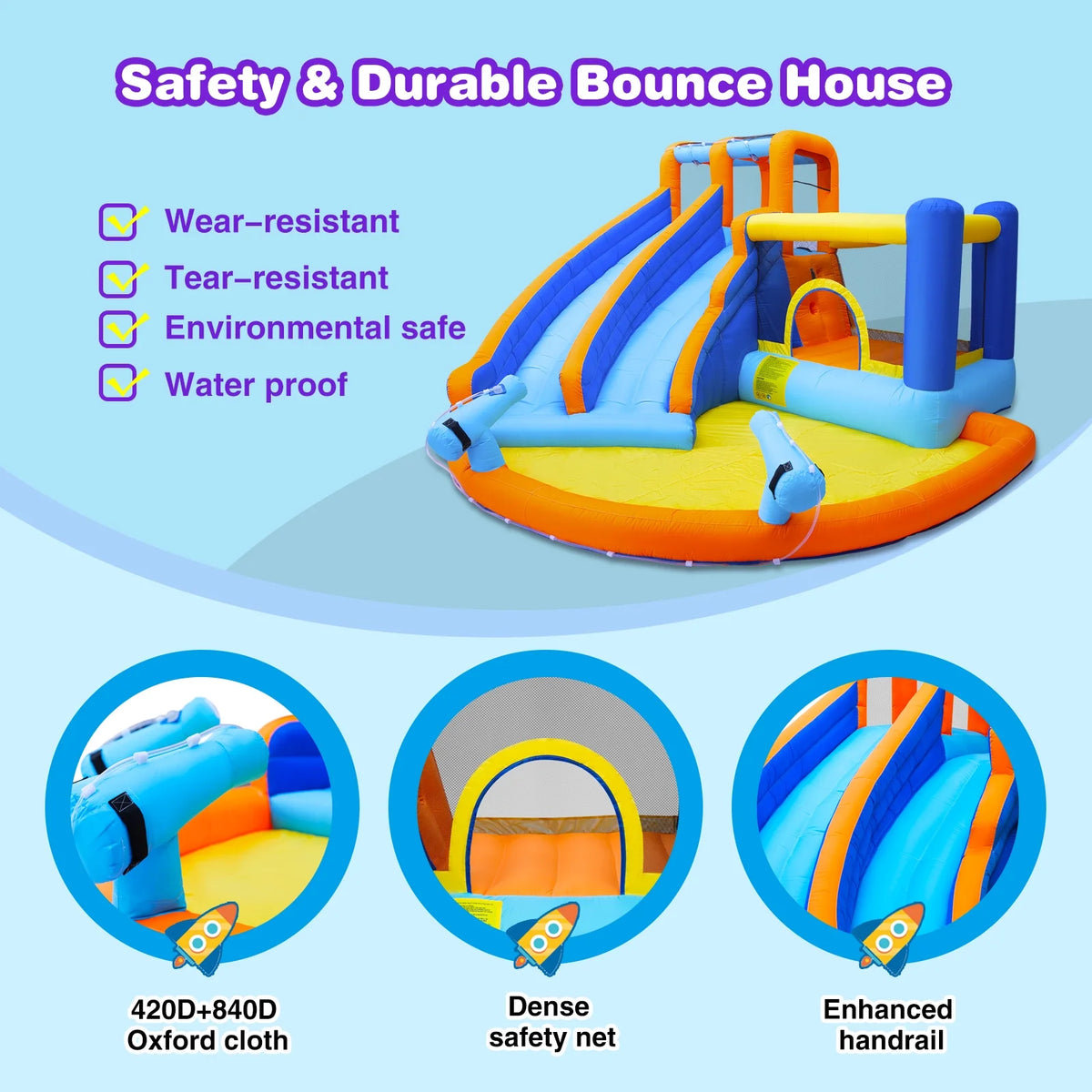 Kids Inflatable Water Slide Bouncer with Pool and Air Blower X2417
