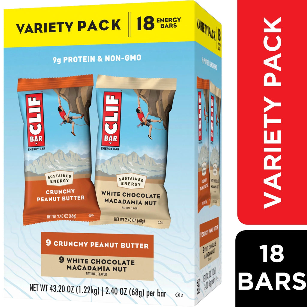Crunchy Peanut Butter and White Chocolate Macadamia Nut Flavor Energy Bars, 2.4 oz (18 Count) B419