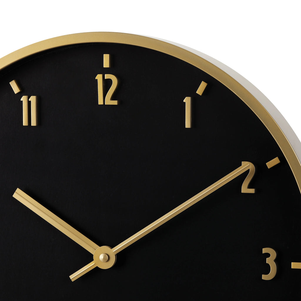 20" Round Indoor Black and Gold Analog Wall Clock with Arabic Numbers H755