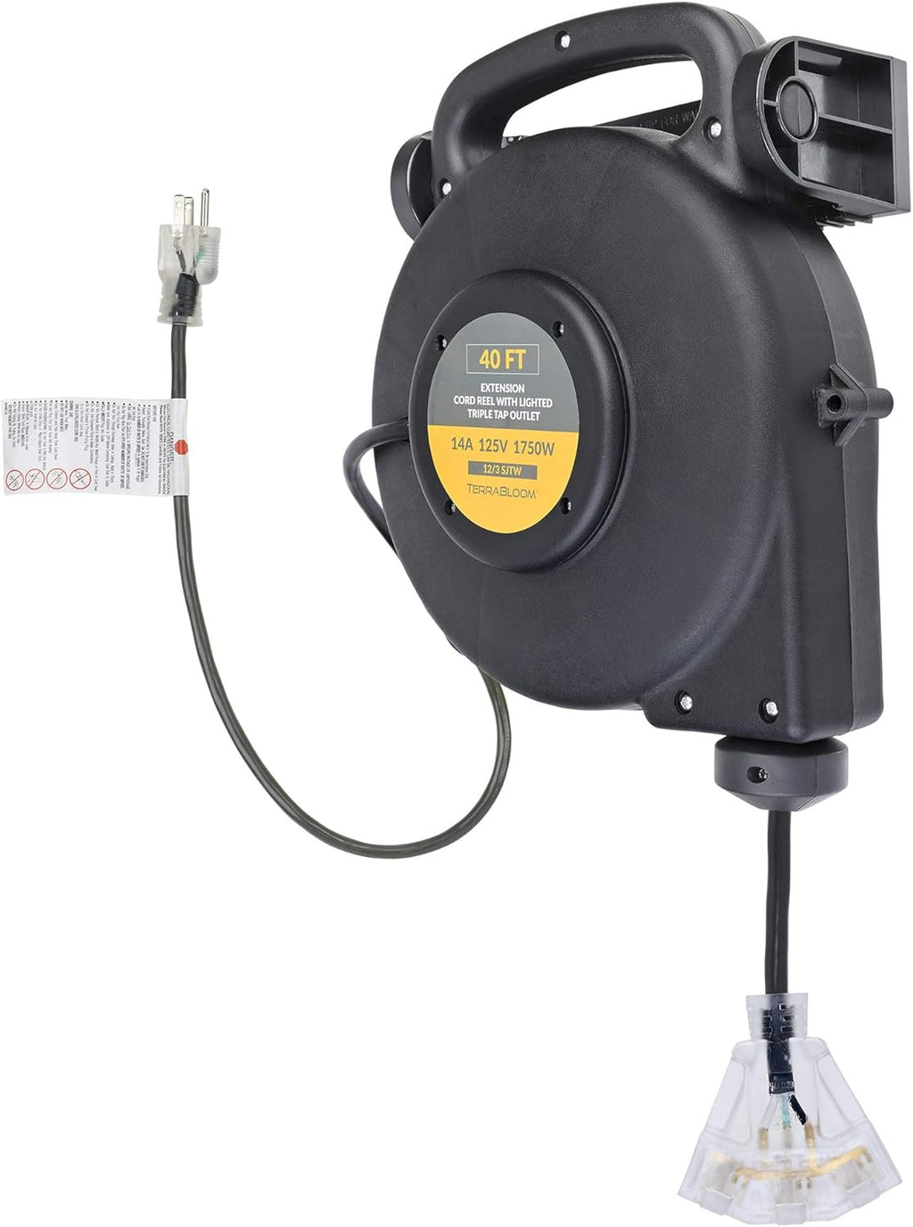 40 Ft 12/3 Retractable Extension Cord Reel with 3 Outlets L99985