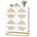 White 8 Drawer Rattan Wood Dresser Z8957