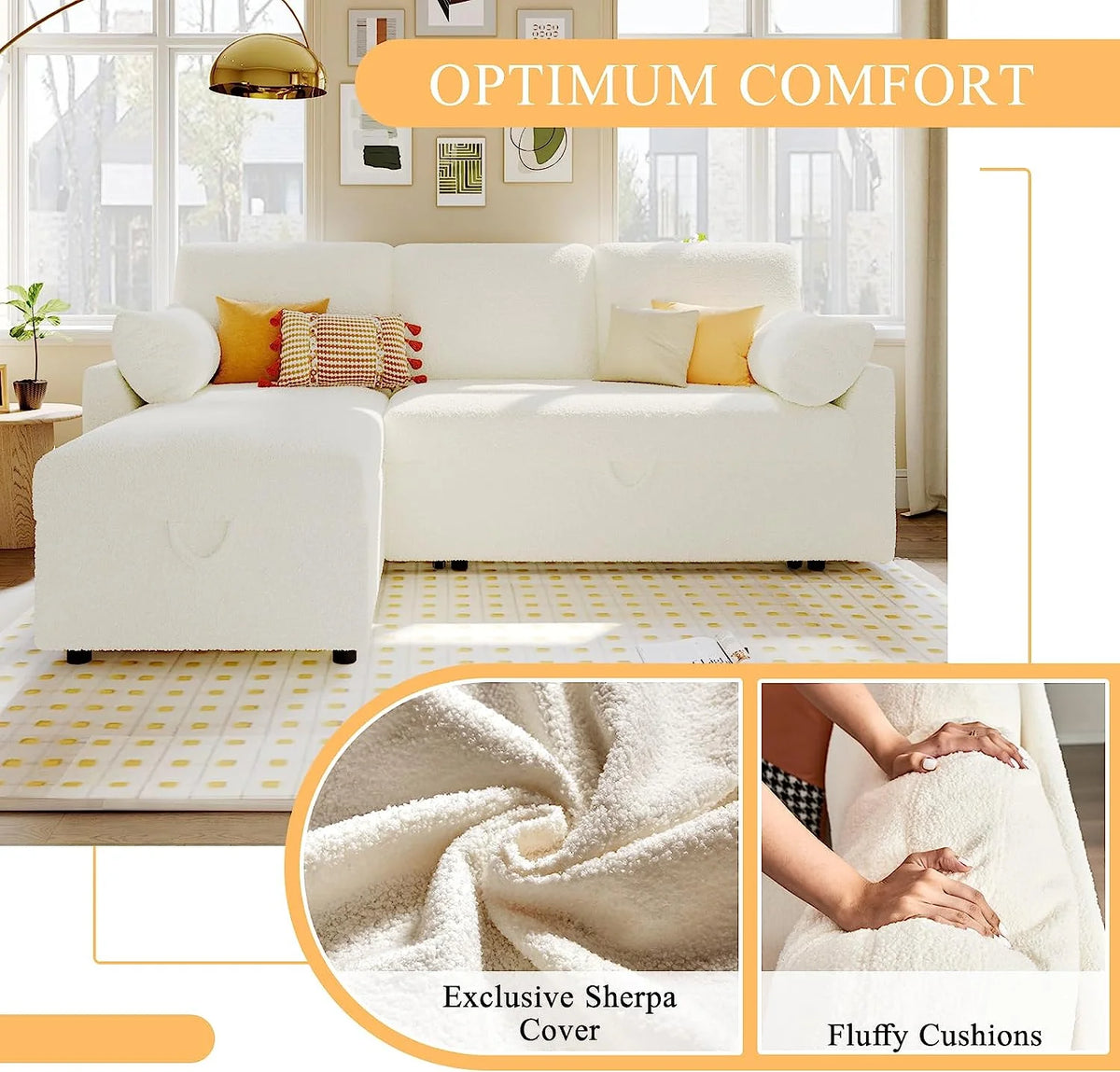 L Shaped Sleeper Sofa with Storage Chaise Q973