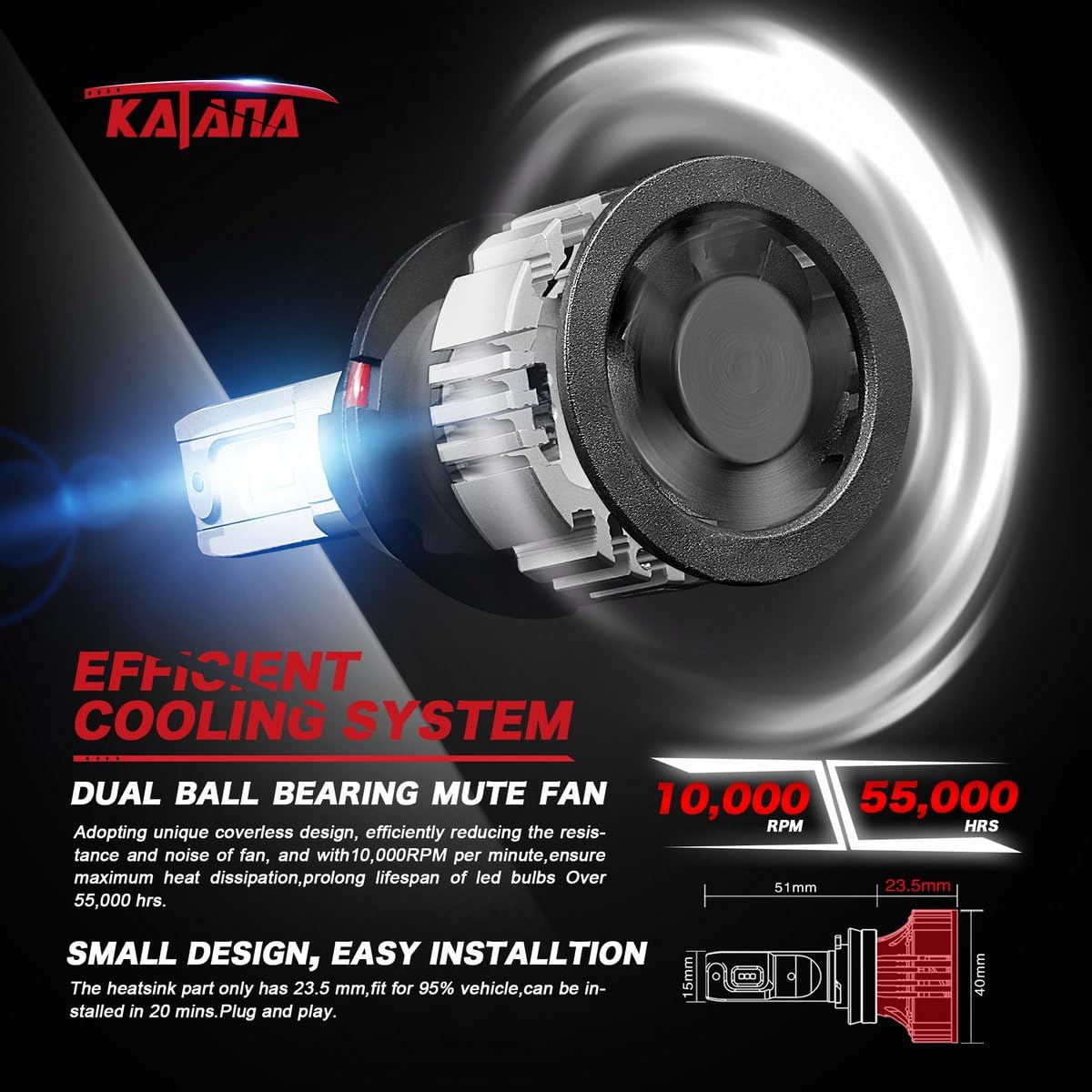 12000LM 72W 6500K LED Bulbs Conversion Kit, Pack of 2 M2143